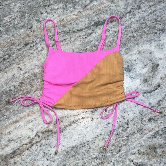 Sanctuary Balancing Act Shirred-Side Cropped Pink Aura Tankini Top Women's XS - Picture 3 of 12